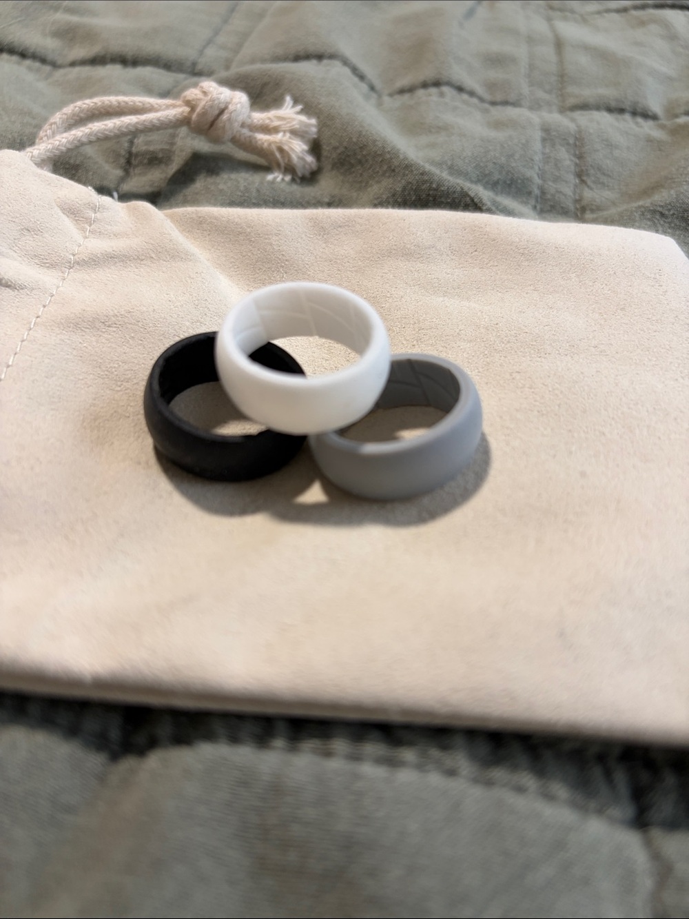 Silicone Ring Set for Men - Black, White & Gray